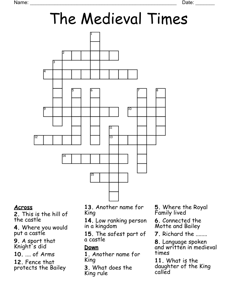 The Medieval Times Crossword