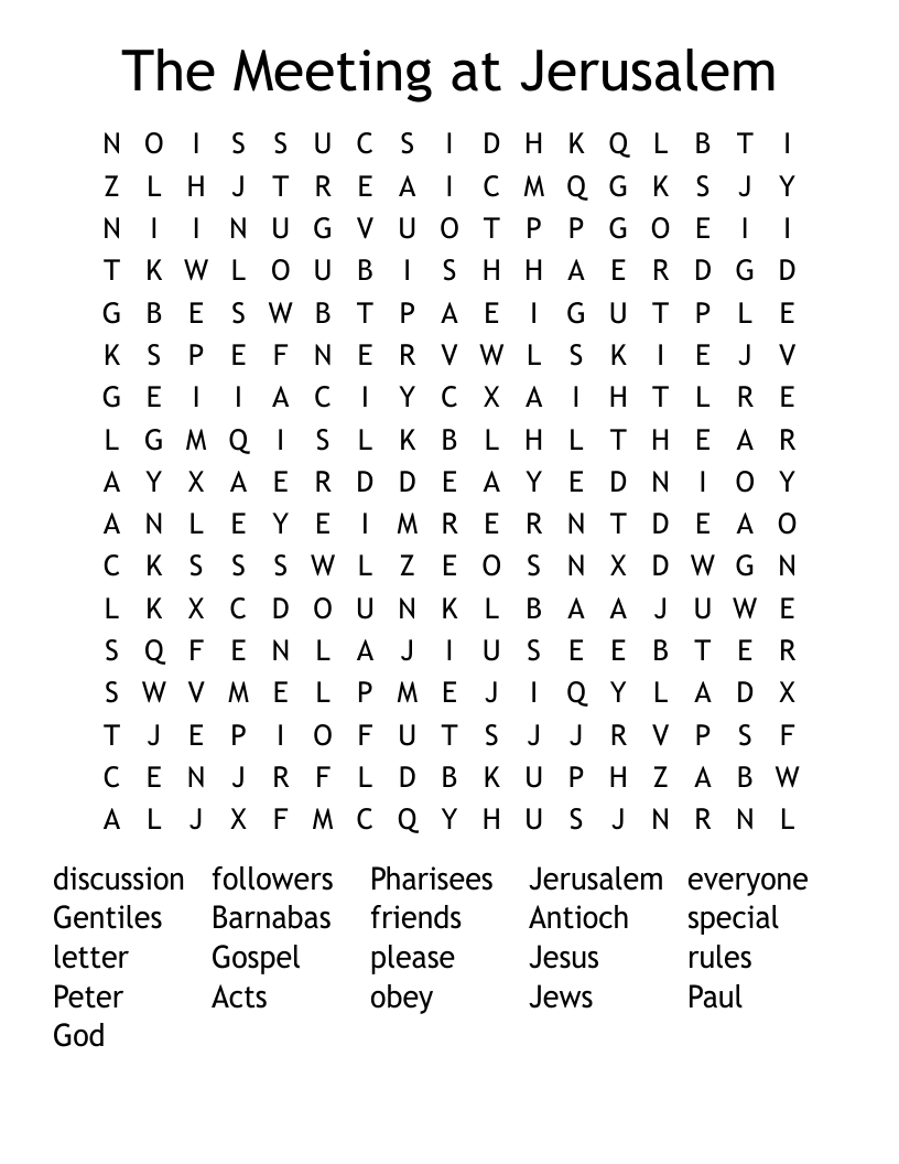 The Meeting at Jerusalem Word Search