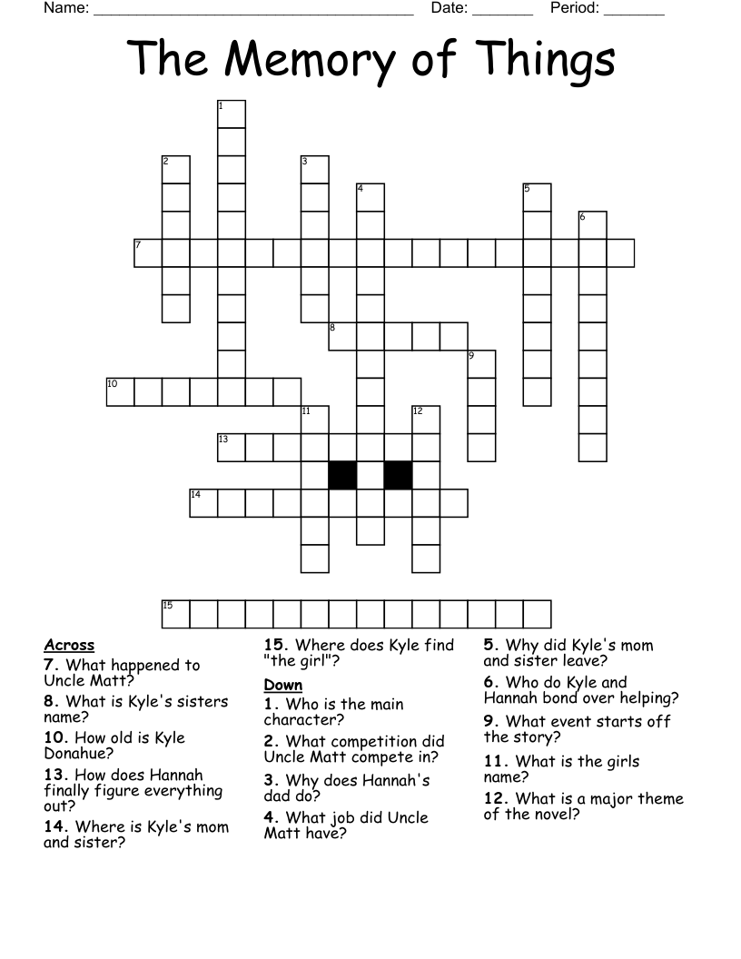 The Memory of Things Crossword