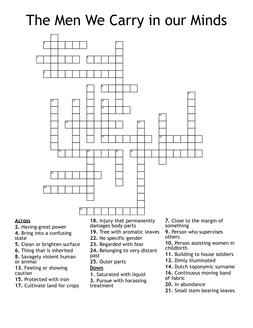 The Men We Carry in our Minds Crossword
