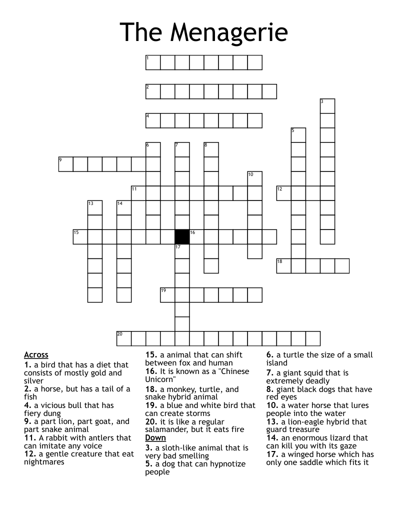 The Menagerie Crossword