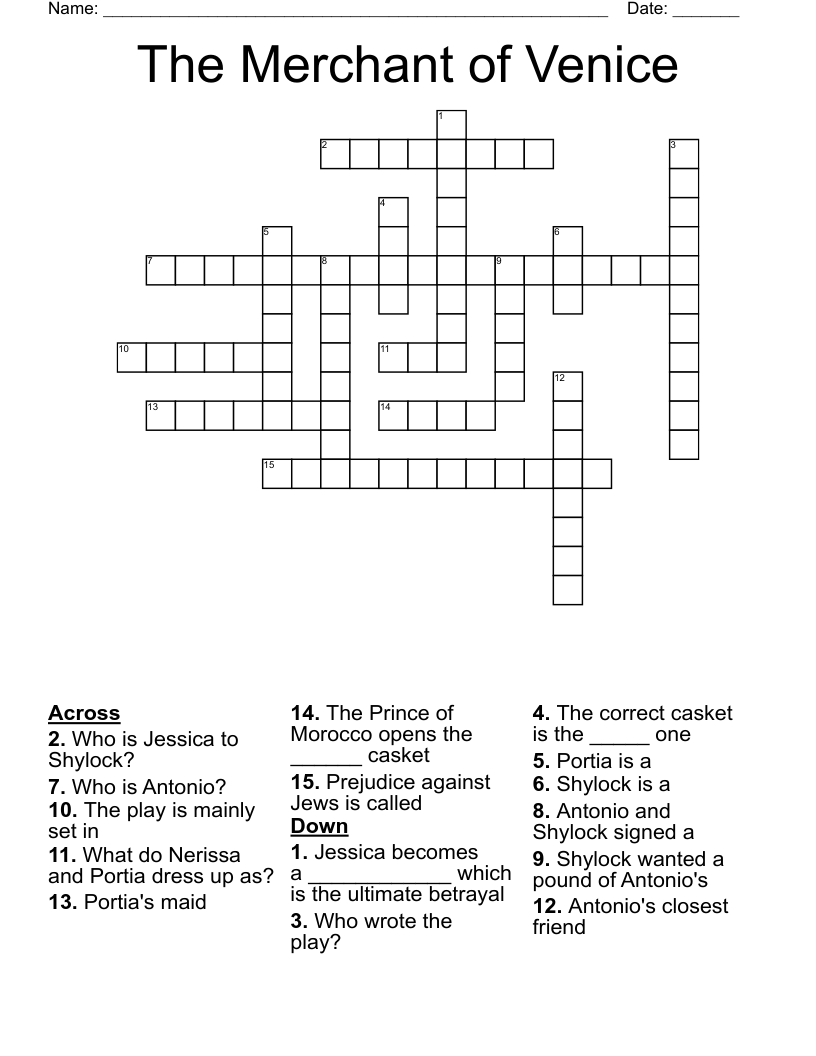 The Merchant of Venice Crossword