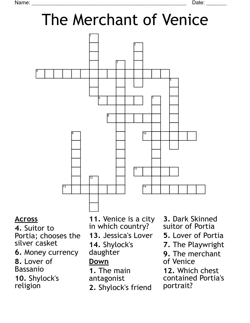 The Merchant of Venice Crossword