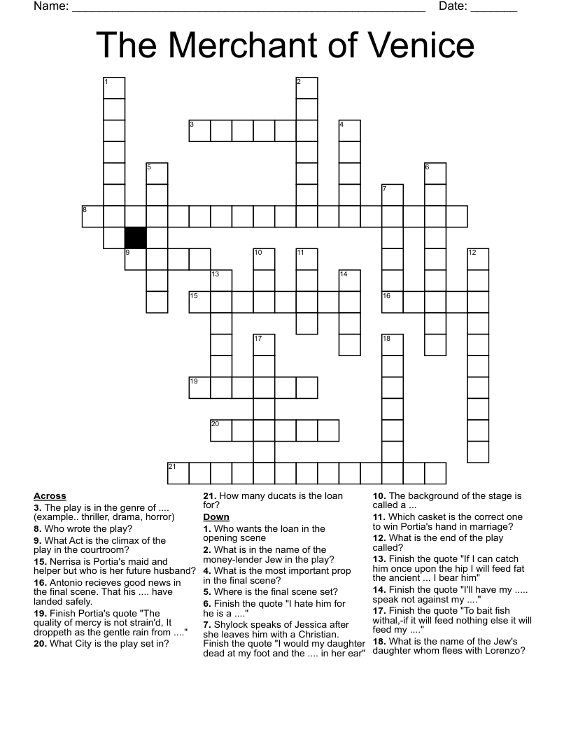 The Merchant of Venice Crossword