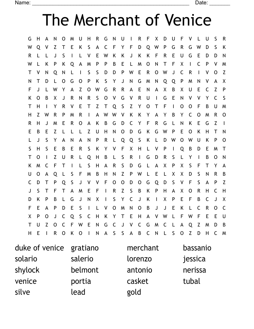 The Merchant of Venice Word Search
