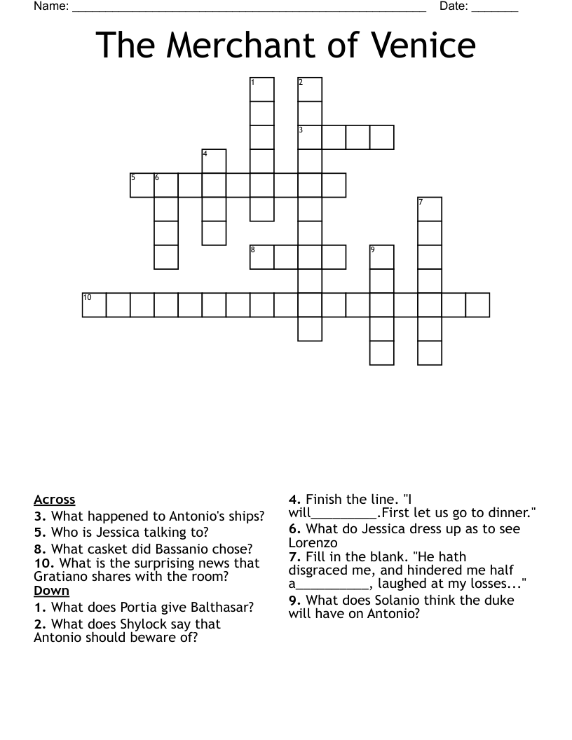 The Merchant of Venice Crossword