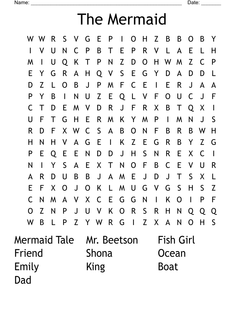 The Mermaid Word Search