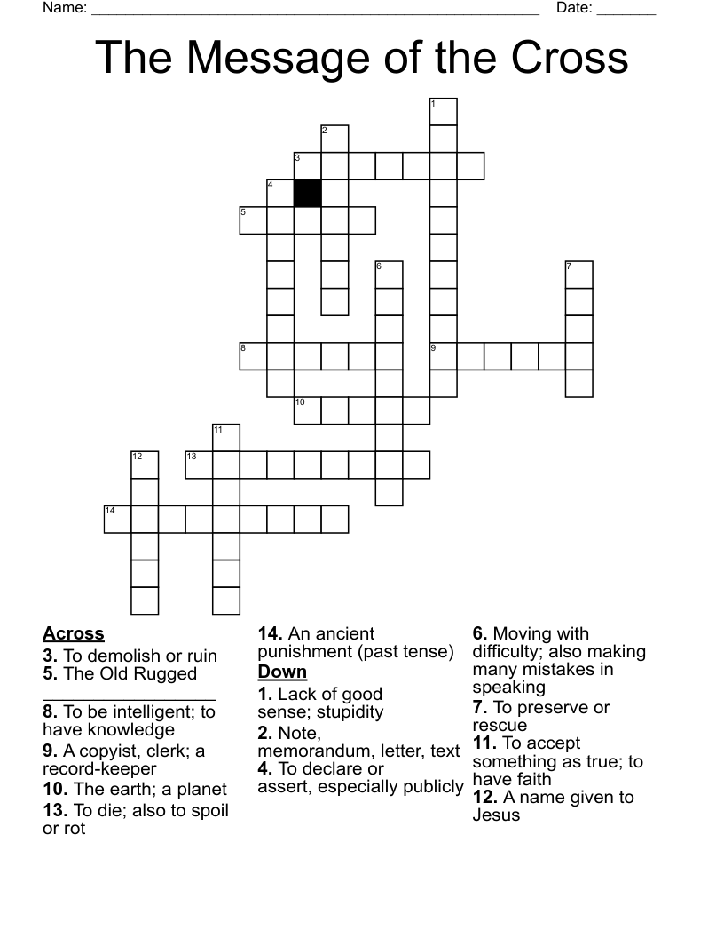 The Message of the Cross Crossword