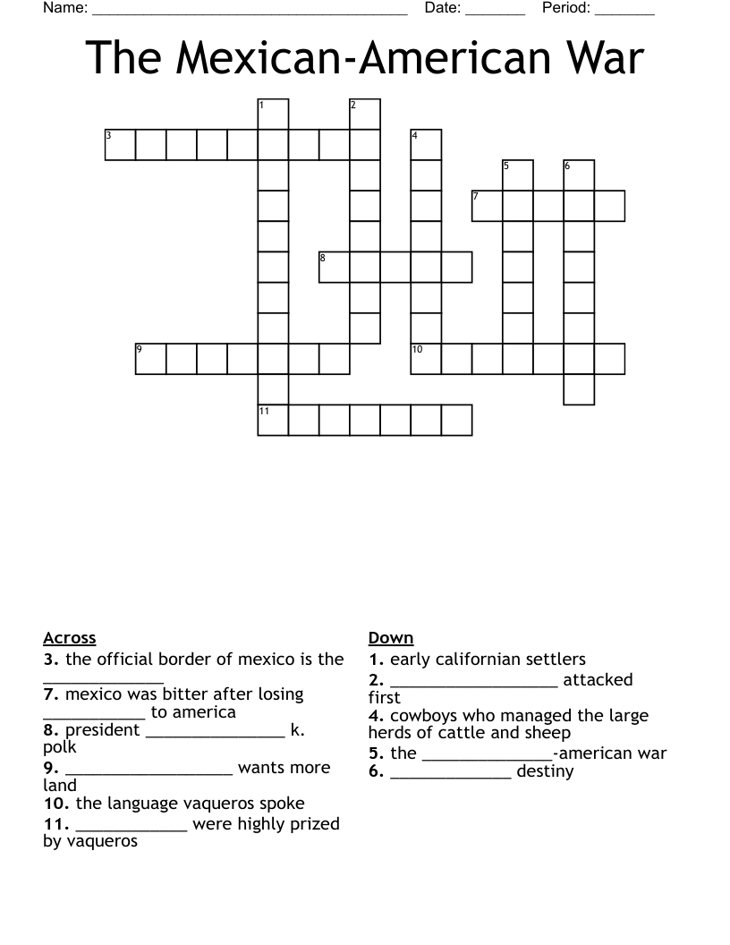The Mexican-American War Crossword