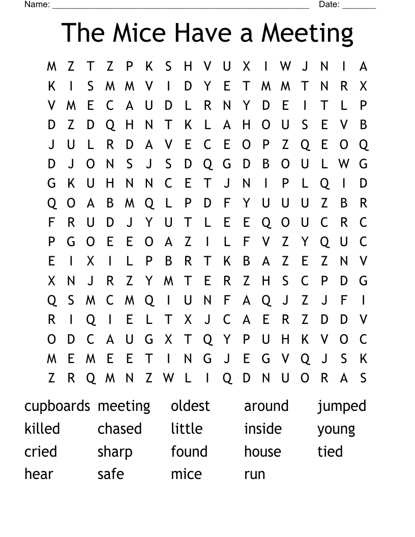 The Mice Have a Meeting Word Search