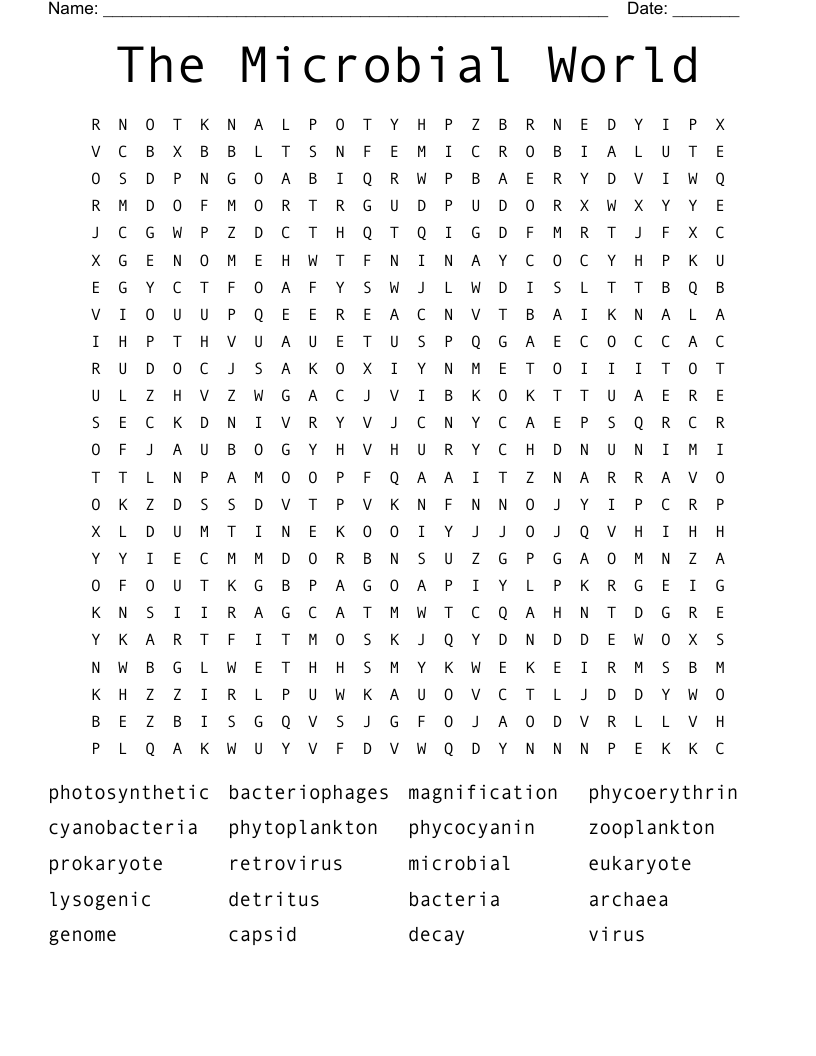 The Microbial World Word Search