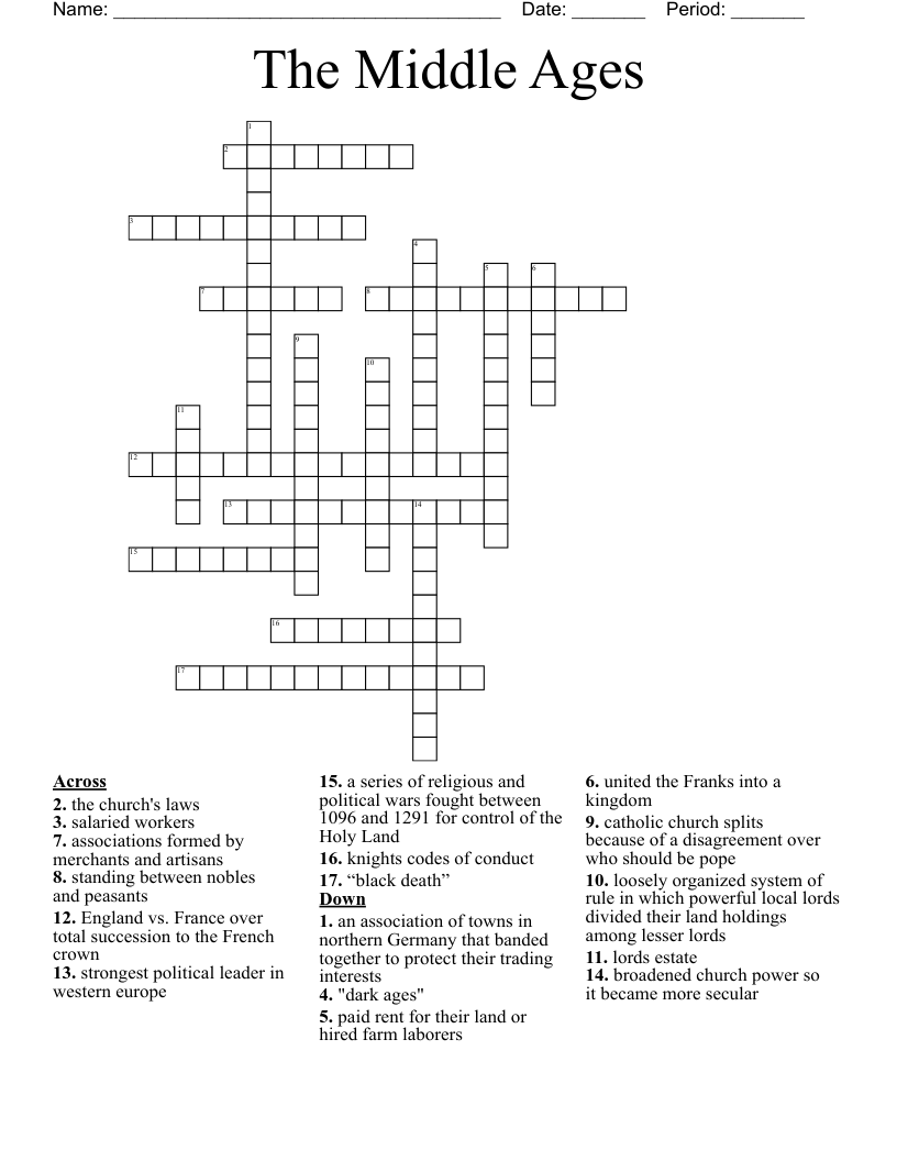 The Middle Ages Crossword