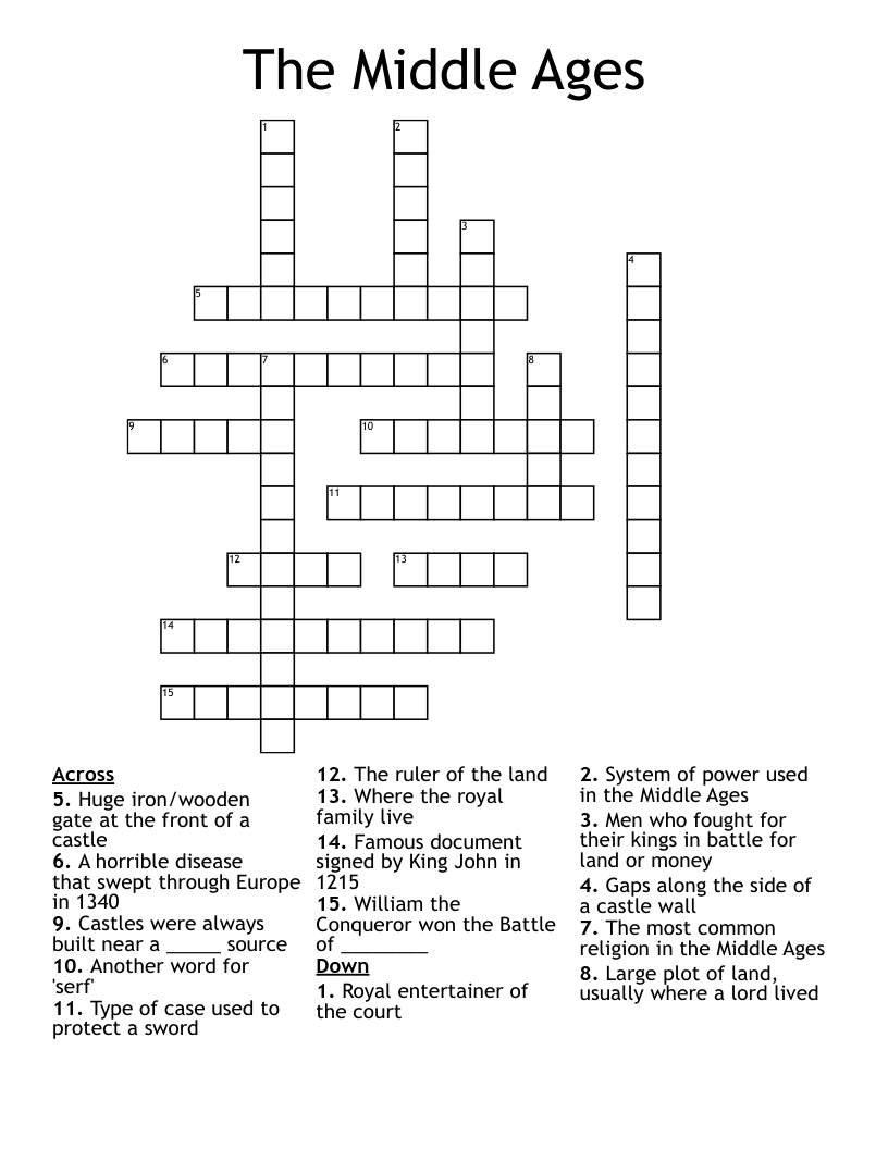 The Middle Ages Crossword
