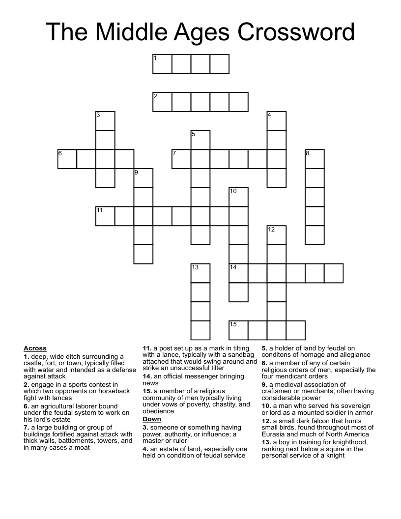 The Middle Ages Crossword 
