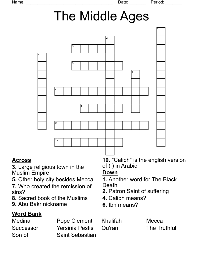 The Middle Ages  Crossword