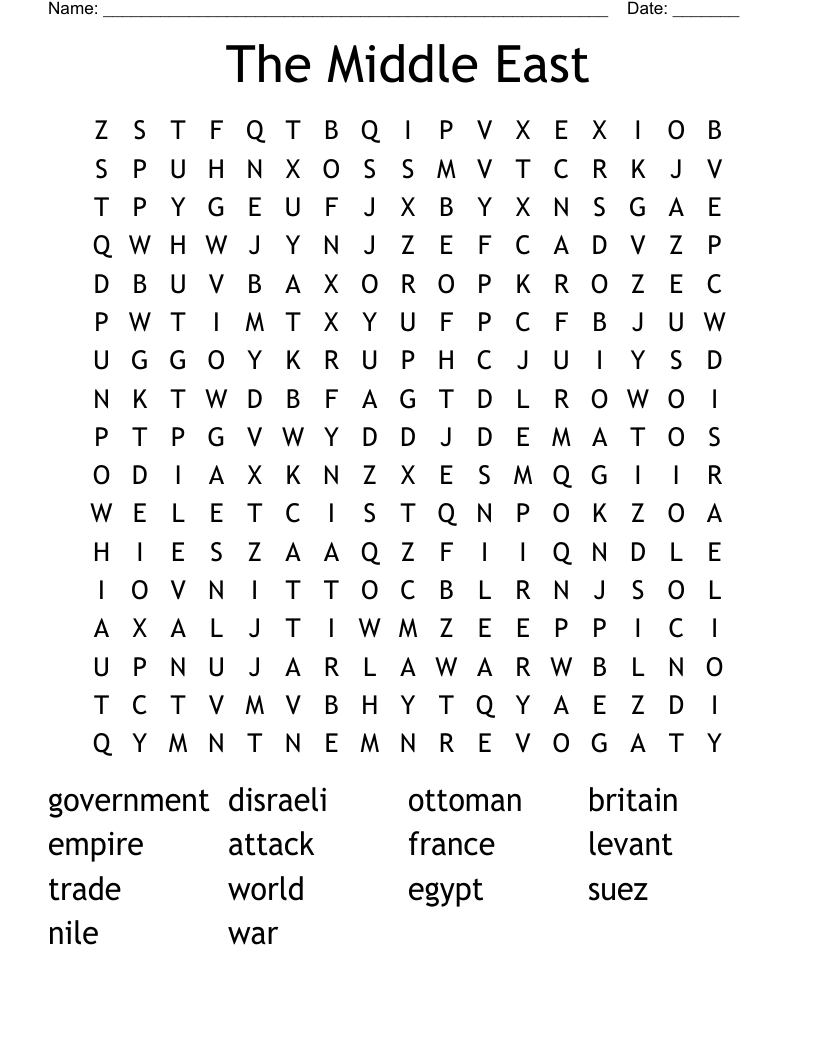 The Middle East Word Search
