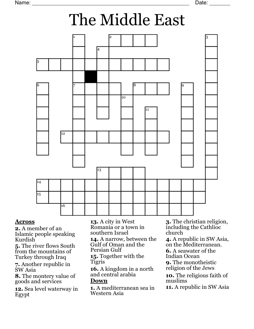 The Middle East Crossword