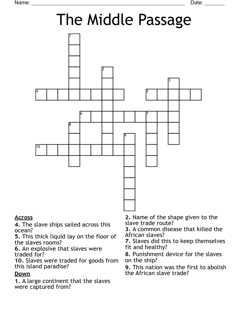 The Middle Passage Crossword