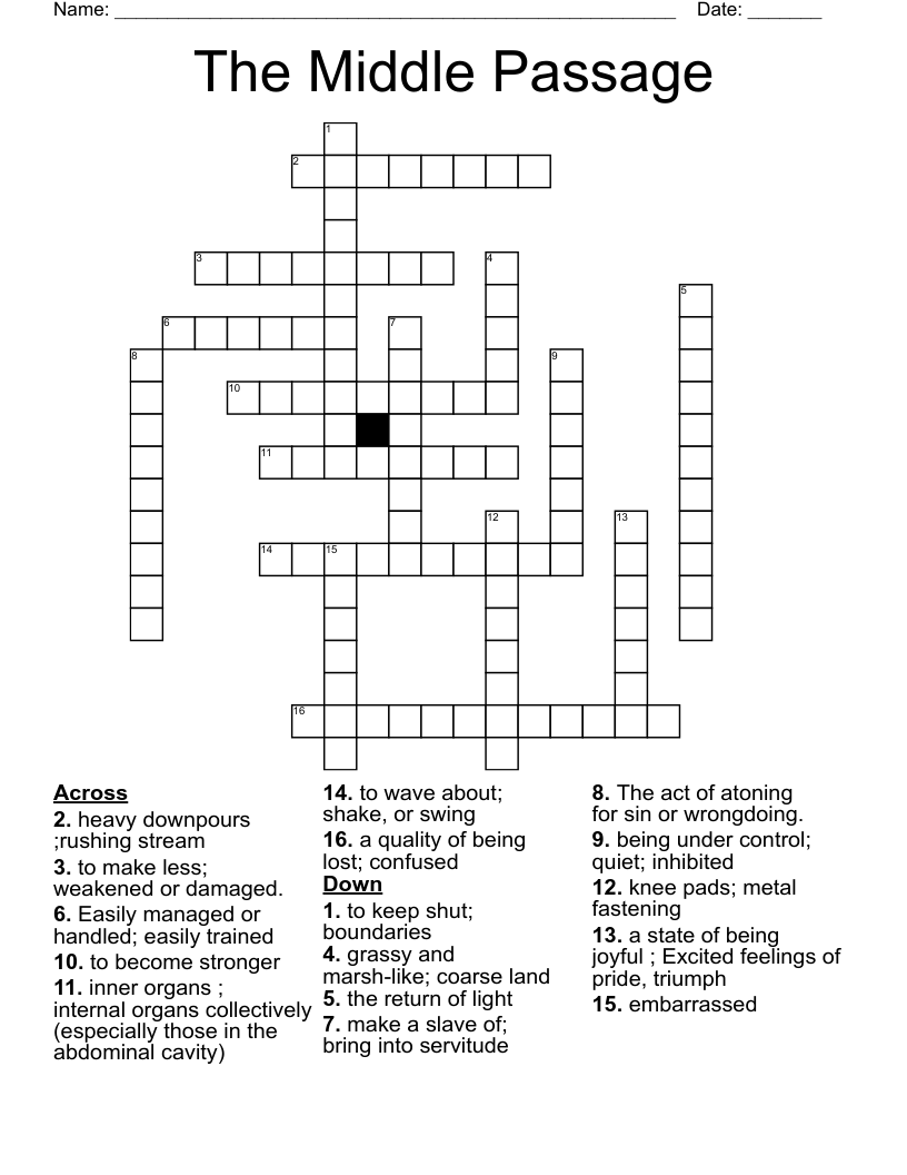 The Middle Passage  Crossword