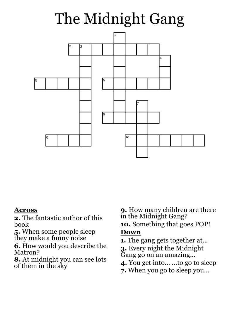 The Midnight Gang Crossword