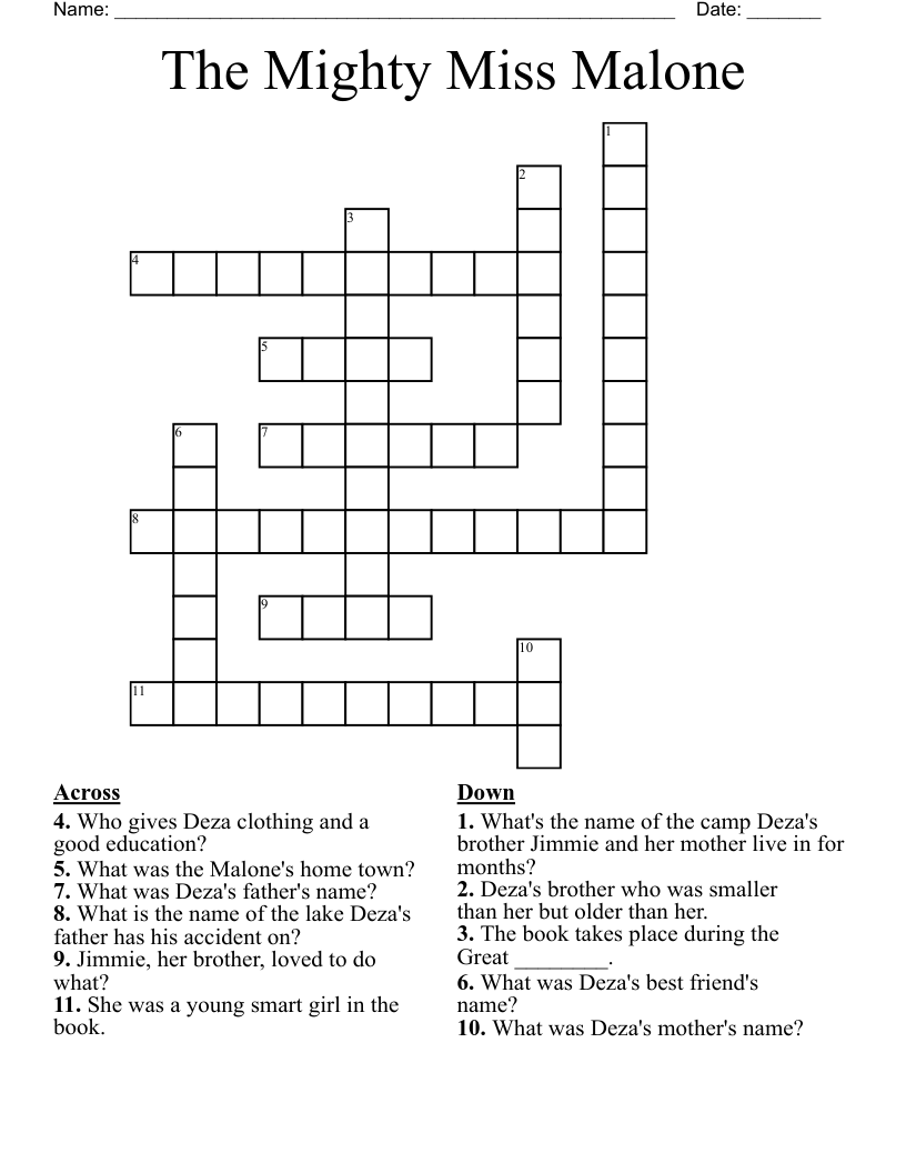 The Mighty Miss Malone Crossword