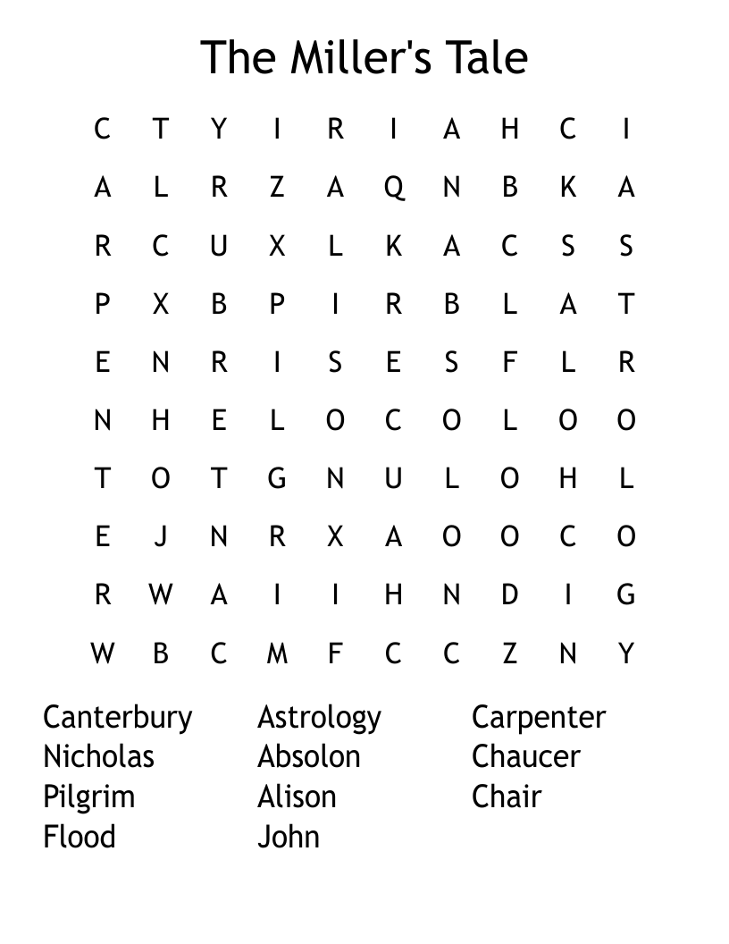 The Miller's Tale Word Search