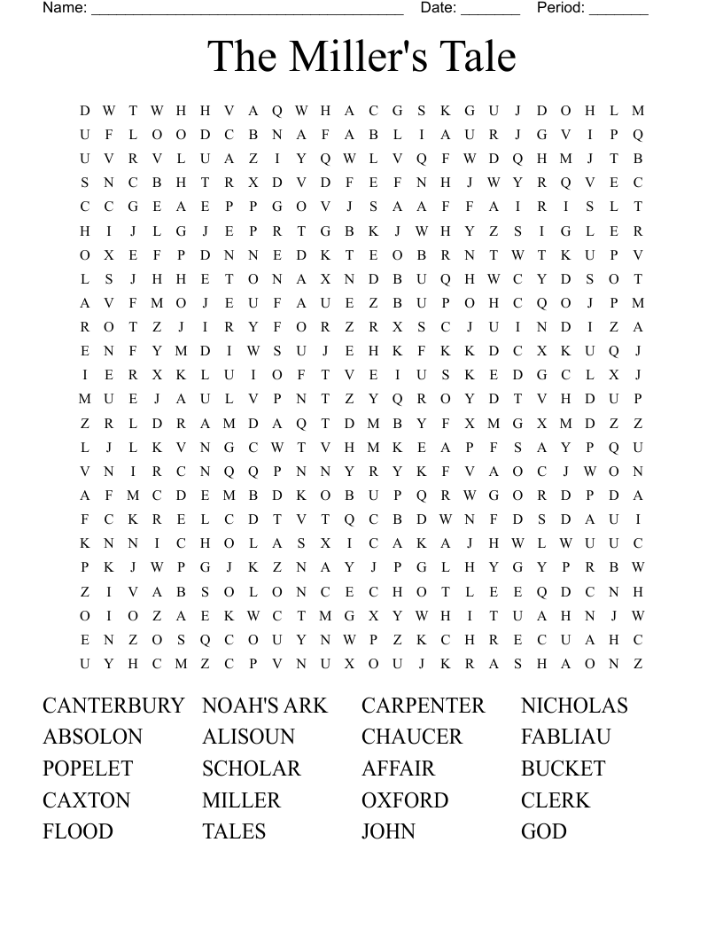 The Miller's Tale Word Search