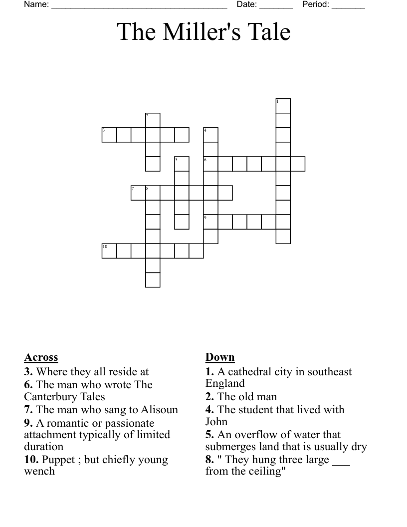 The Miller's Tale Crossword