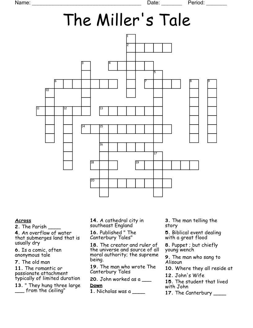 The Miller's Tale Crossword
