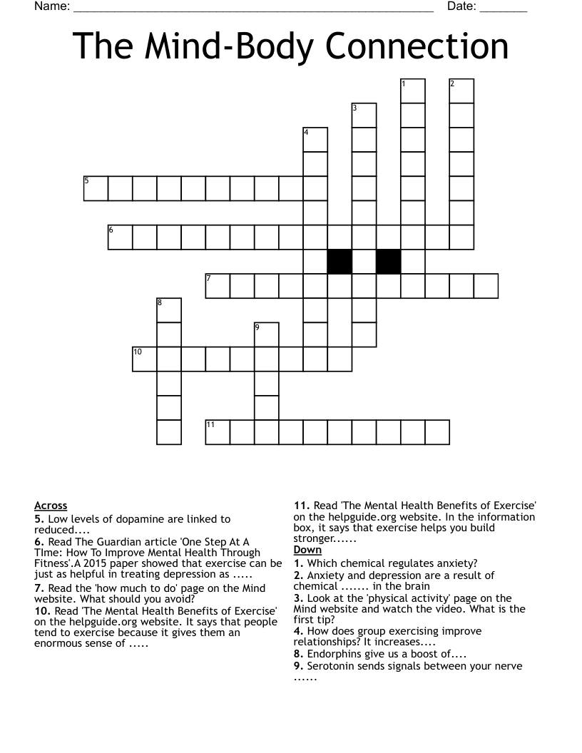 The Mind-Body Connection Crossword
