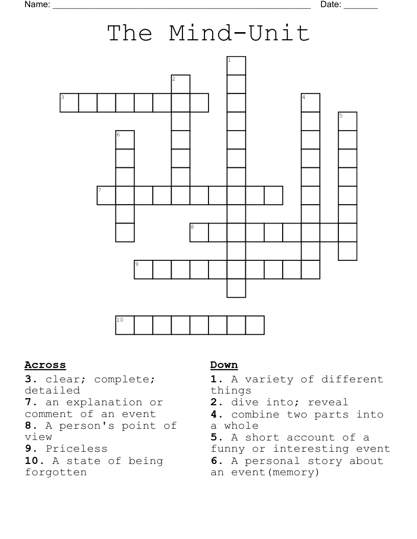The Mind-Unit  Crossword
