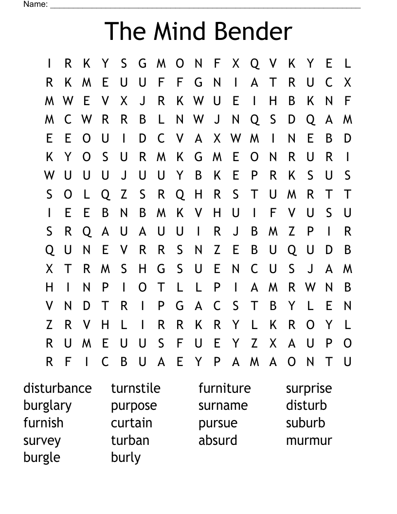 The Mind Bender Word Search
