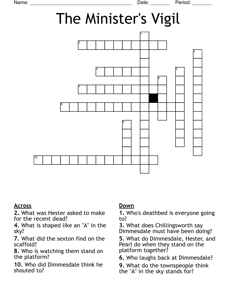 The Minister's Vigil Crossword
