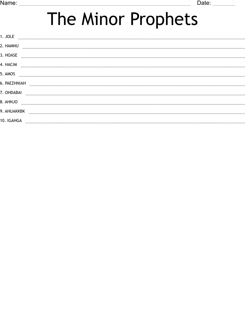 The Minor Prophets Word Scramble