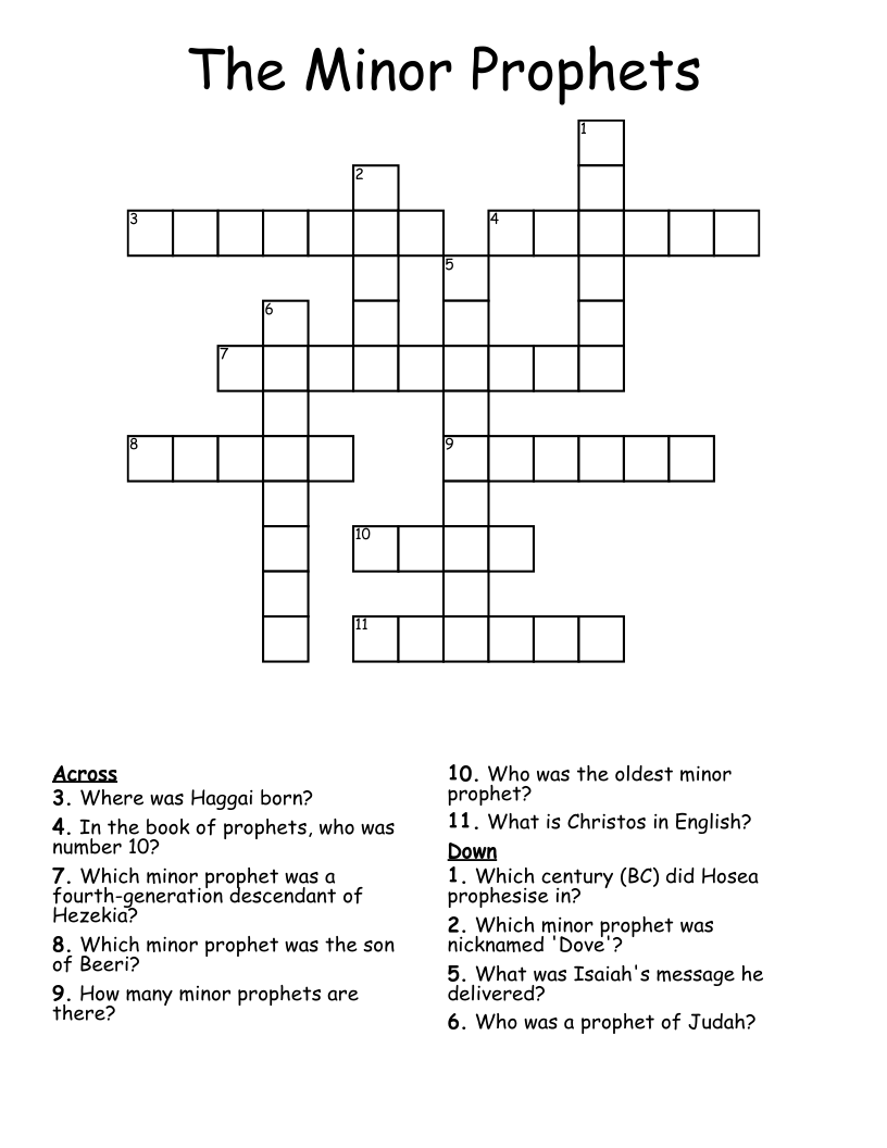 The Minor Prophets Crossword