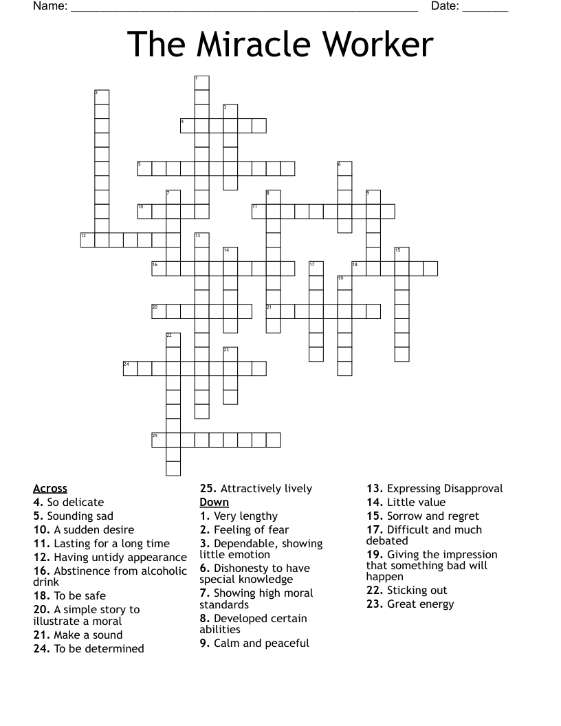 The Miracle Worker Crossword