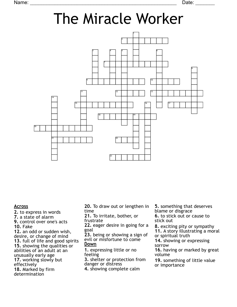 The Miracle Worker Crossword