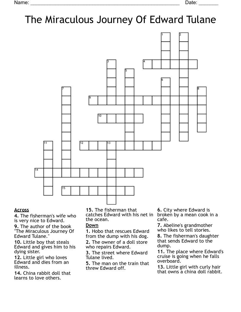 The Miraculous Journey Of Edward Tulane Crossword