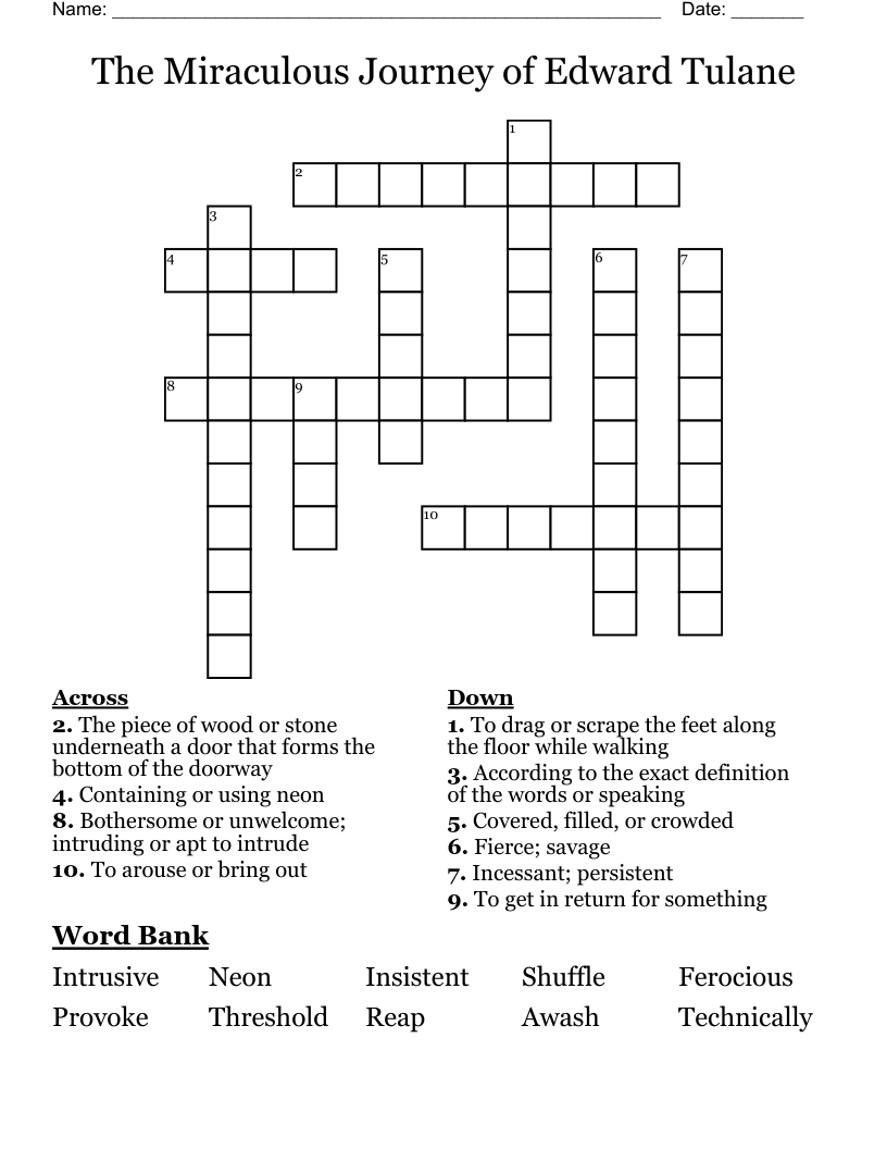 The Miraculous Journey of Edward Tulane Crossword
