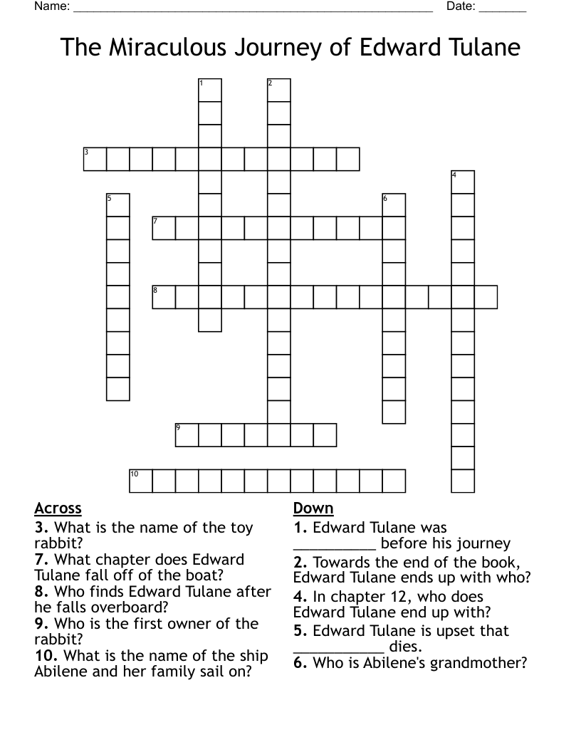 The Miraculous Journey of Edward Tulane Crossword