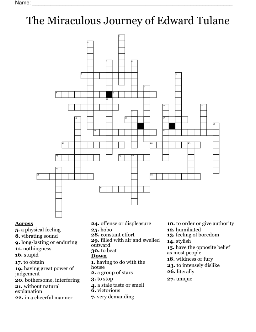 The Miraculous Journey of Edward Tulane Crossword