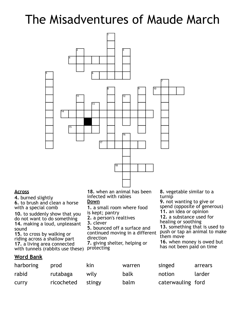 The Misadventures of Maude March Crossword