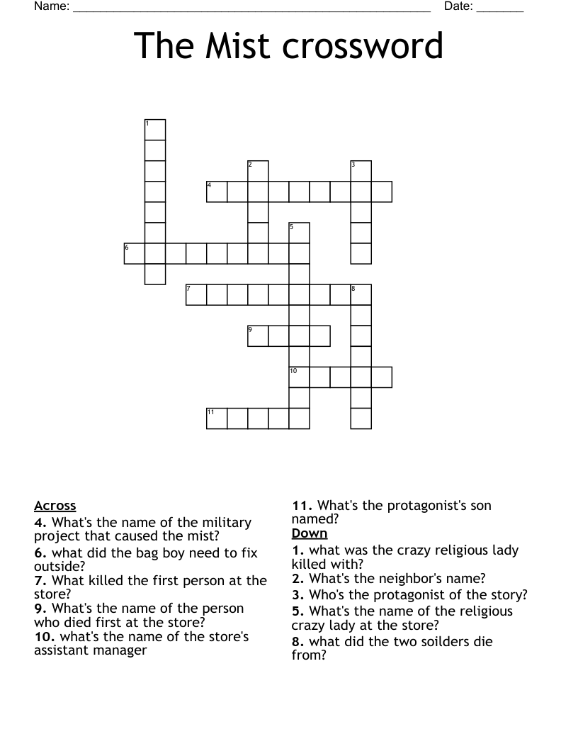The Mist crossword