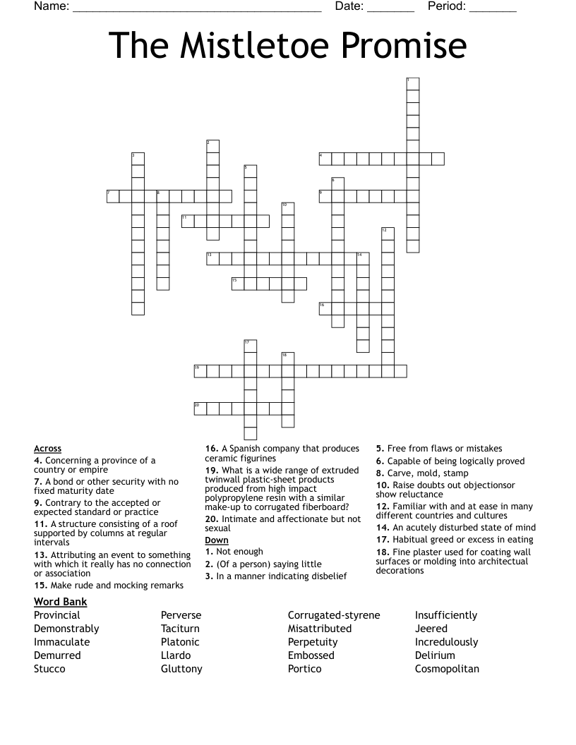 The Mistletoe Promise Crossword