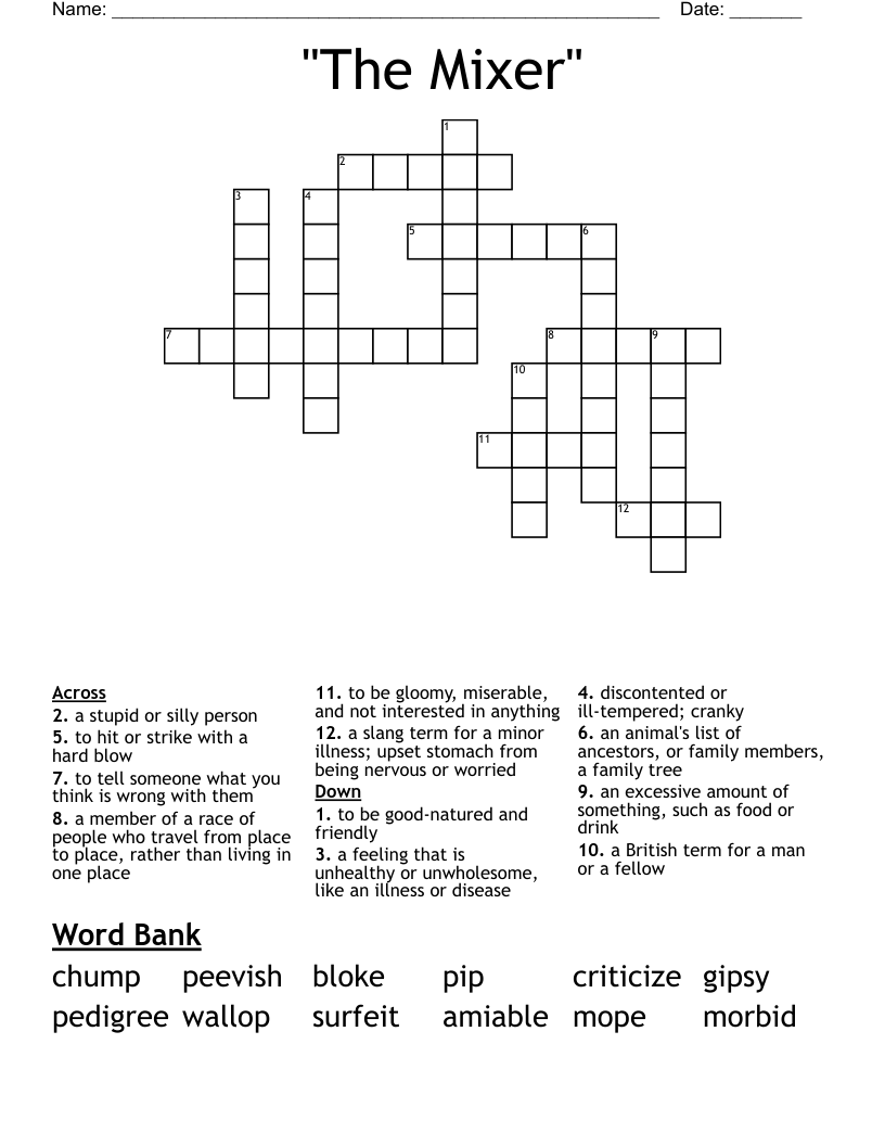 "The Mixer" Crossword