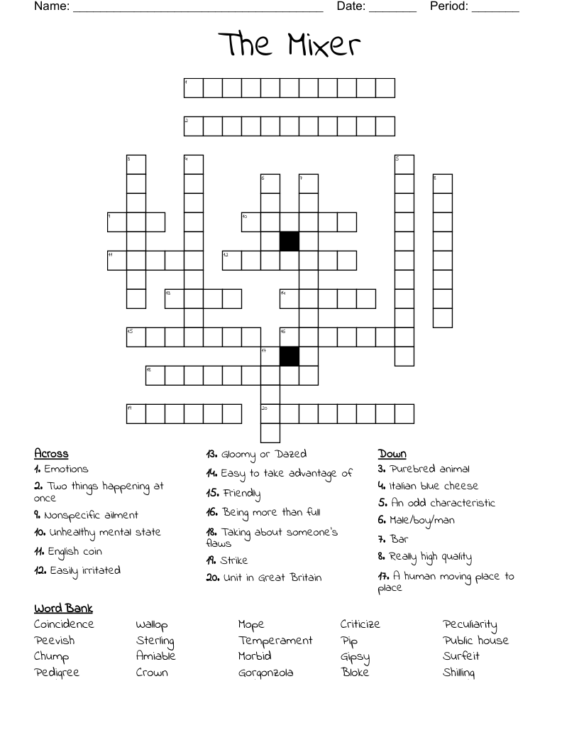 The Mixer  Crossword