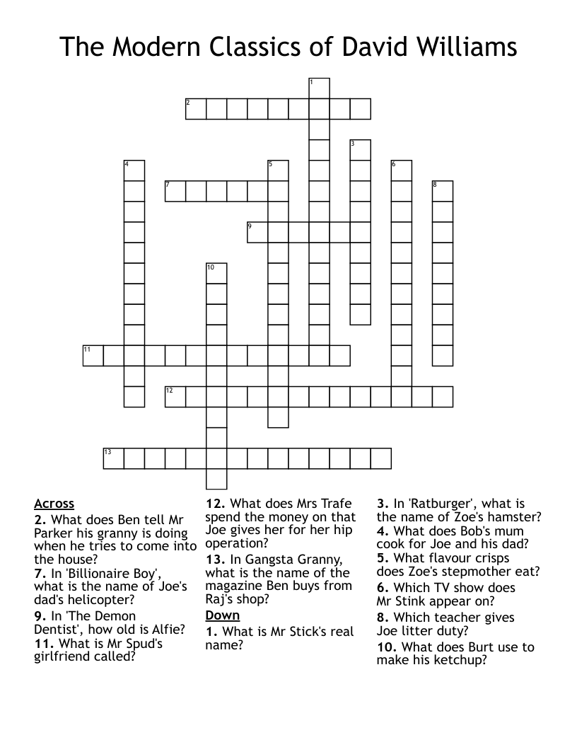 The Modern Classics of David Williams Crossword