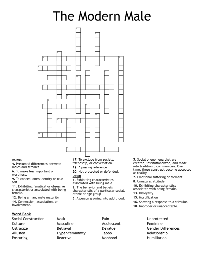 The Modern Male Crossword
