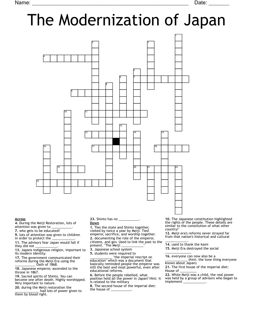The Modernization of Japan Crossword