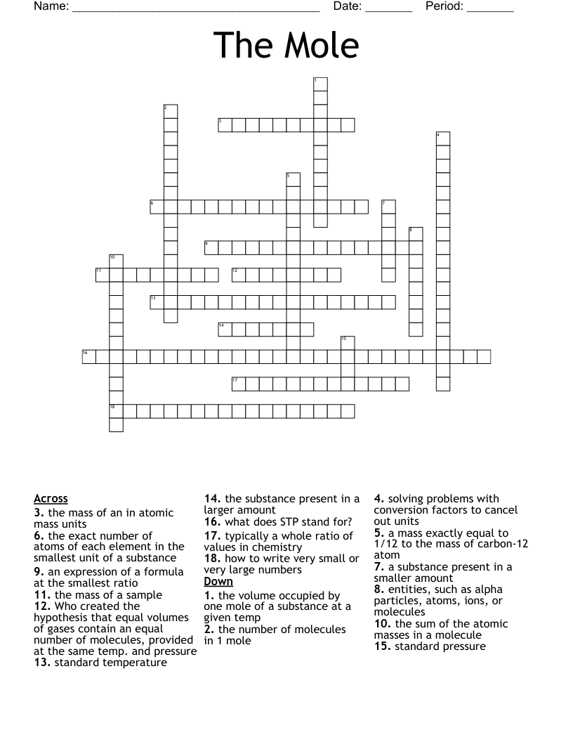 The Mole Crossword